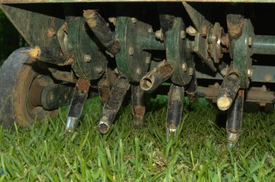 Aeration Equipment on Lawn